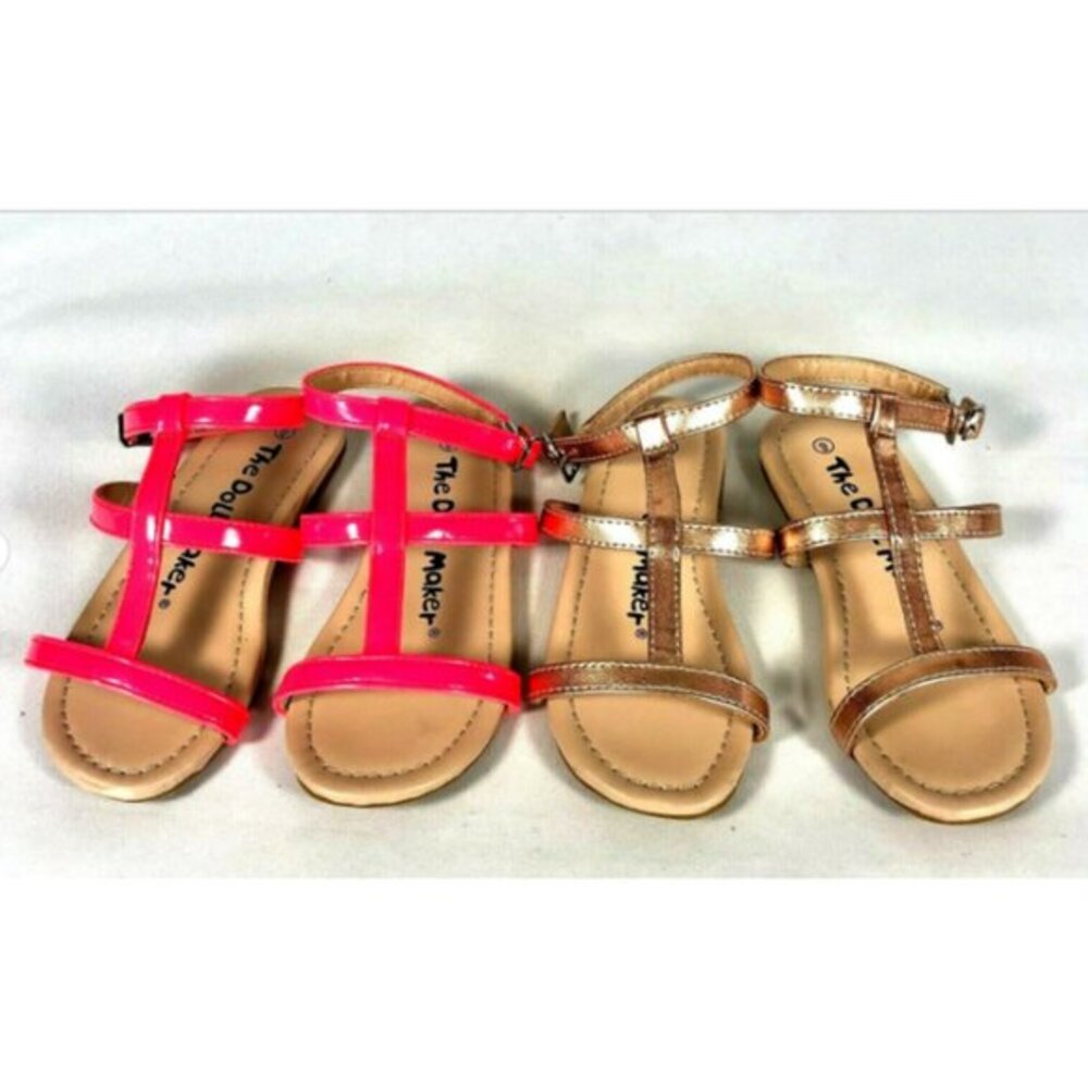 The Doll Maker Toddler Girls Gladiator Sandals‎ Lot 2 Size 9 Pink Gold New